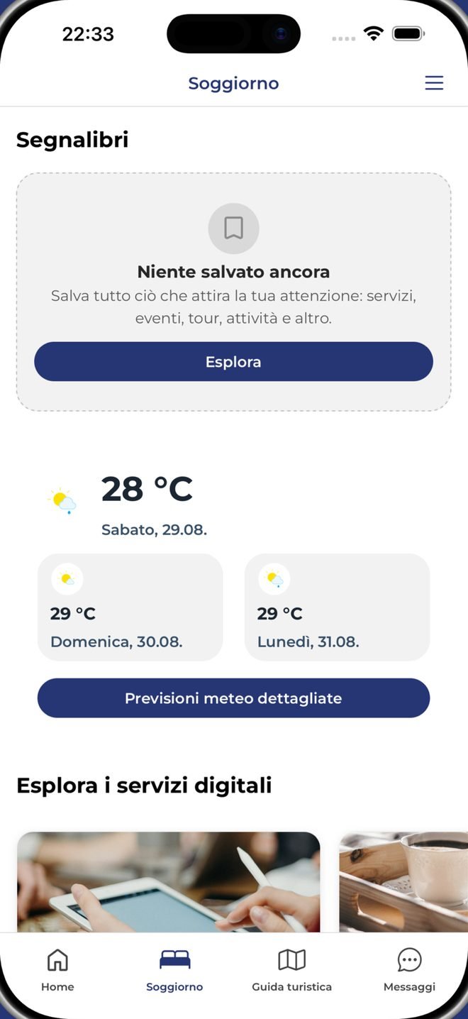 Soggiorno con meteo e servizi digitali
