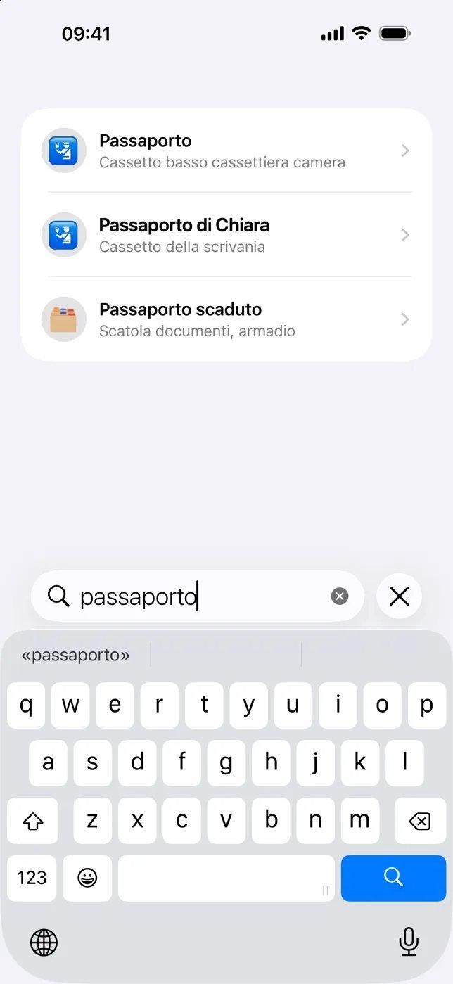 Ricerca di passaporto con i risultati