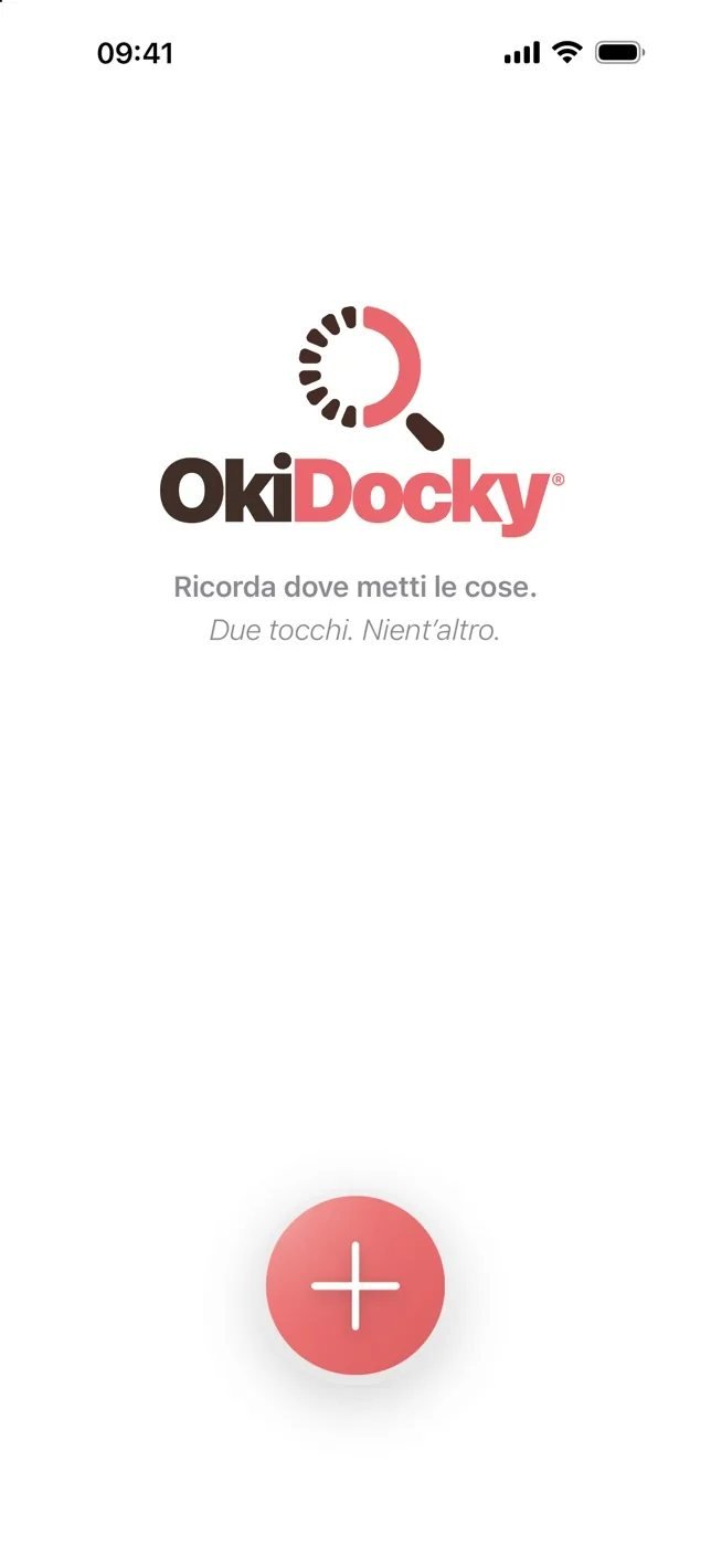 Schermata iniziale di OkiDocky con il pulsante più