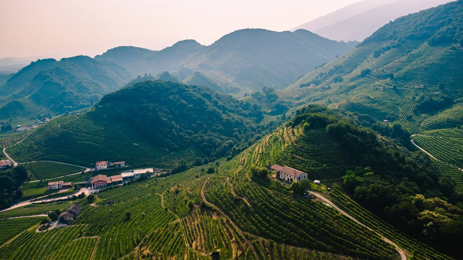 Colline di vigneti intorno a Valdobbiadene